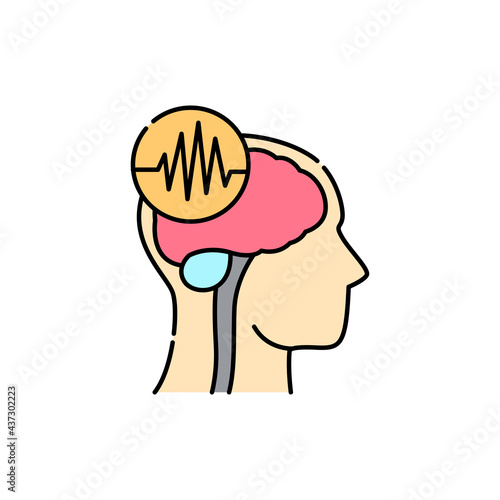 Photosensitive epileptic seizures olor line icon. Computer-induced medical problem. Pictogram for web page, mobile app, promo.