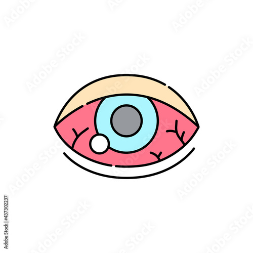  Dry Eye olor line icon. Computer-induced medical problem. Pictogram for web page, mobile app, promo.