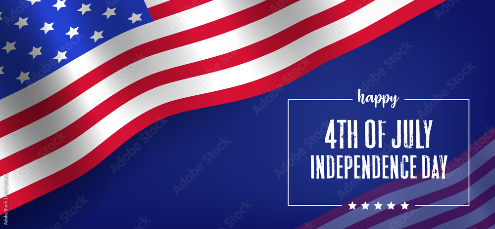 On July 4, the United States celebrates U.S. Independence Day. Banner for holiday design websites, postcards, flyers.