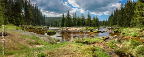 The bend of the Izera rivers in the Izera Mountains, Orle, Sudetes, Poland © LukaszB