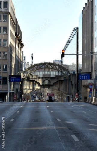 Empty Rue Belliard in Brussels early on Sunday morning