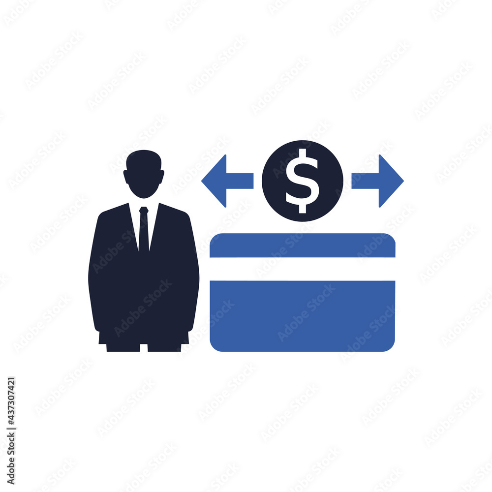 Money Transaction Icon - Credit Card Sign Symbol Money Transaction Icon - Credit Card Sign Symbol