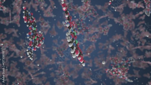 Molecule of Vancomycin. Molecular model, looping seamless 3d animation photo