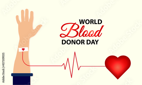 Medical concept on world blood donor day on June 14. Blood donation vector illustration. Blood donor day, blood donor, in a linear style. The process of giving the blood donor day