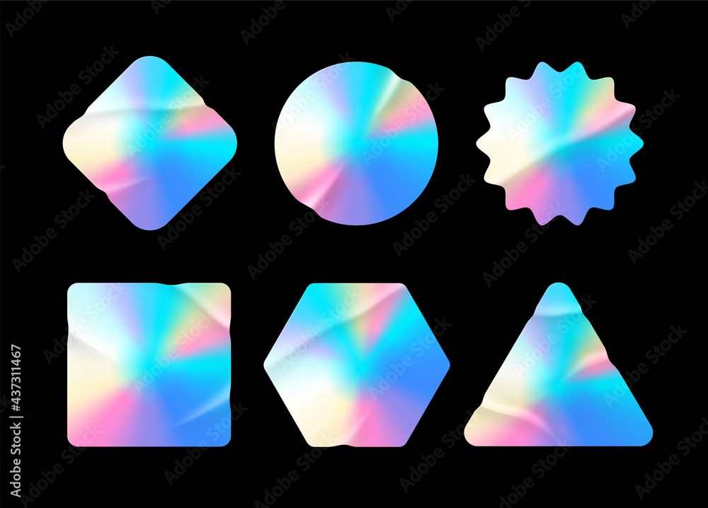 Holographic stickers. Hologram labels of different shapes. Sticker ...