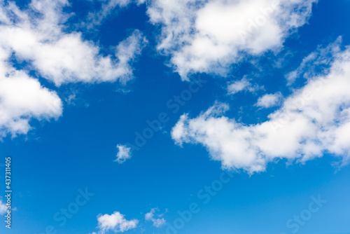 Blue sky with dense white clouds