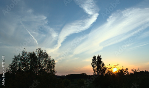 sunset with cloud patterns in the sky