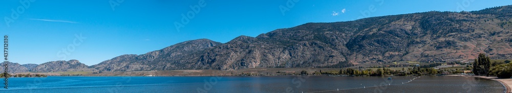 Panoramic view of lake with mountains in the background Panoramic view of lake with mountains in the background