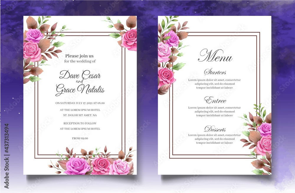 Fototapeta Beautiful Floral Wedding Card Theme
