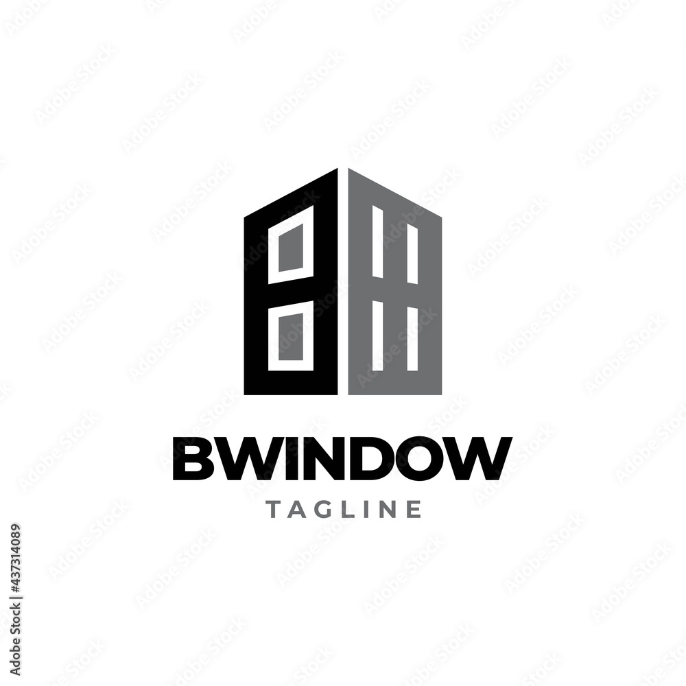 B window logo design vector template