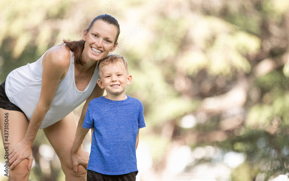 Portrait of happy mother and her four year old son. Portrait of happy mother and her four year old son.
