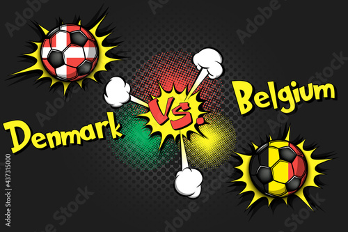 Soccer game Denmark vs Belgium