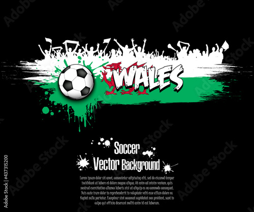 Flag of Wales and soccer fans