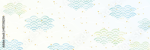 青海波　和紙風　水彩風タッチ背景