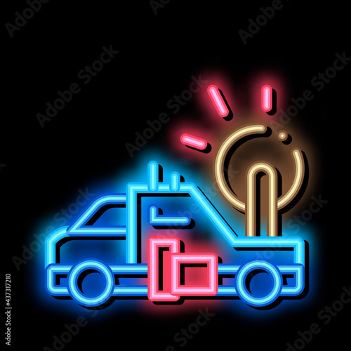 Synoptic Truck neon light sign vector. Glowing bright icon Synoptic Truck isometric sign. transparent symbol illustration