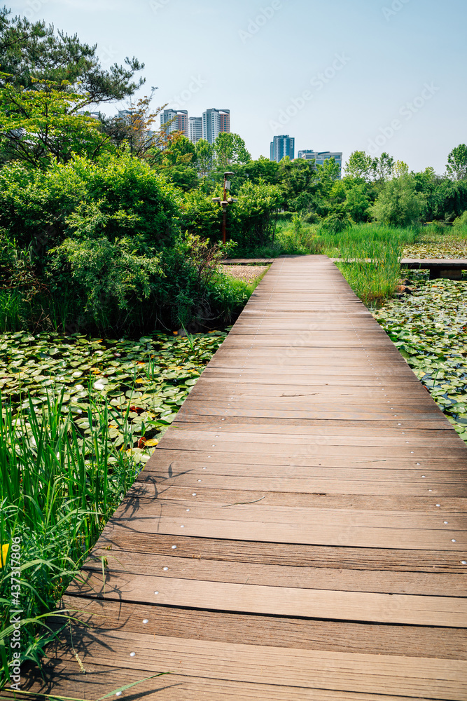 Ilsan Lake Park walkway in Goyang, Korea Ilsan Lake Park walkway in Goyang, Korea