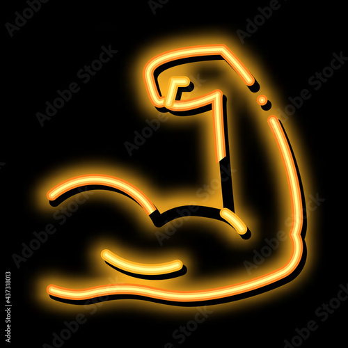 Arm Muscles neon light sign vector. Glowing bright icon Arm Muscles sign. transparent symbol illustration