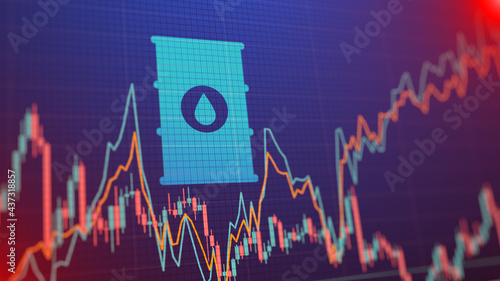 Tableau sur toile Barrels of crude oil bought and sold on international commodities market - 3D Il