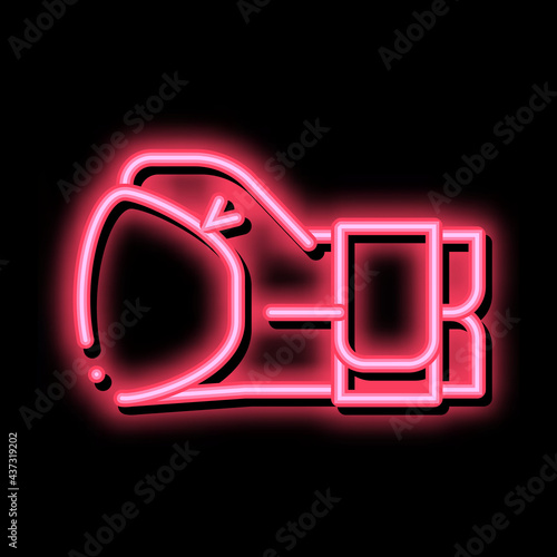 Boxing Glove Fist neon light sign vector. Glowing bright icon Boxing Glove Fist sign. transparent symbol illustration