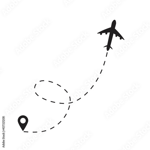 Plane trail dotted. Destination icon. Travel vector icon. Vector illustration. EPS 10.