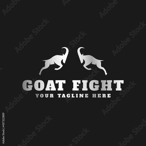 silver goat fight logo design is good for logo template