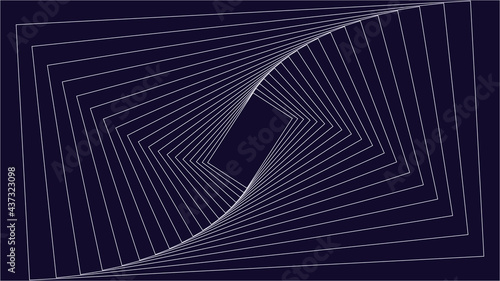 White lines simple spiral rectangle vertex. Spiral rectangle vertex lines with solid background. Vertex, crochet, vortex, spiral lines seamless pattern. Swirl Rectangle Vertex with Solid Background.