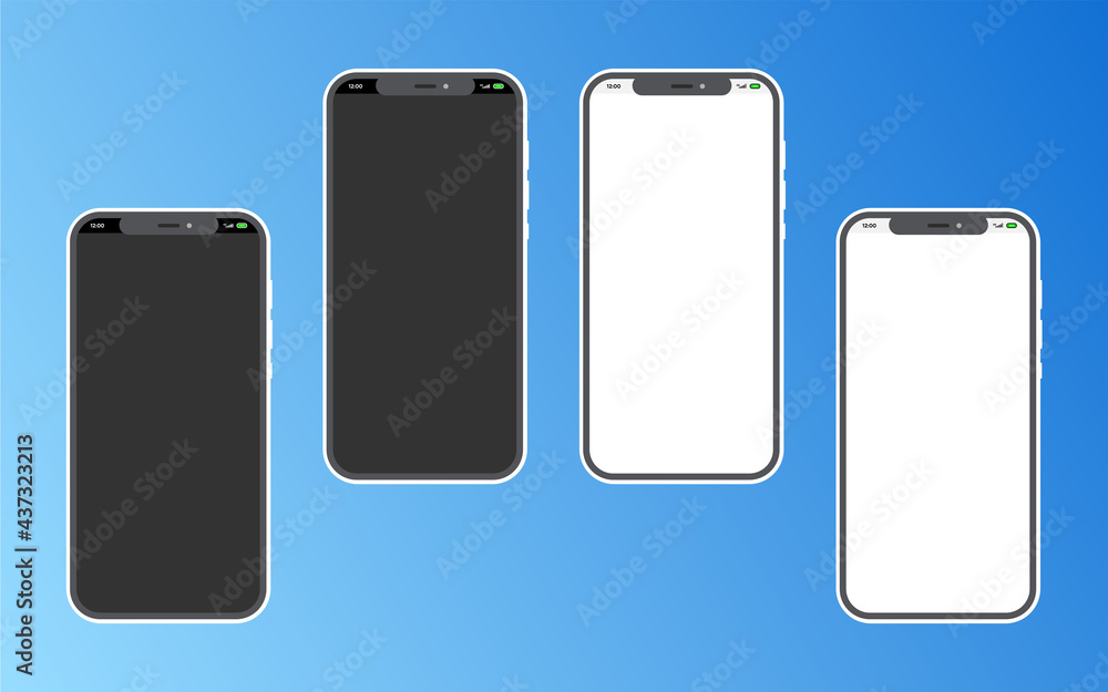 Realistic phone mockup, blue, silver and black mobile isolate concept with blank screens. High detailed 3d vector smartphone in front view ready to show your app design. simple . modern . flat design Realistic phone mockup, blue, silver and black mobile isolate concept with blank screens. High detailed 3d vector smartphone in front view ready to show your app design. simple . modern . flat design