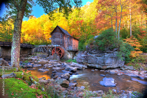 The famouns Glade Creek Mill in the Mountains of West Virginia in full autumn color photo