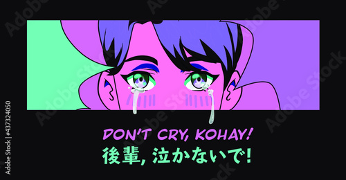 Fotografie Crying young man in anime style
