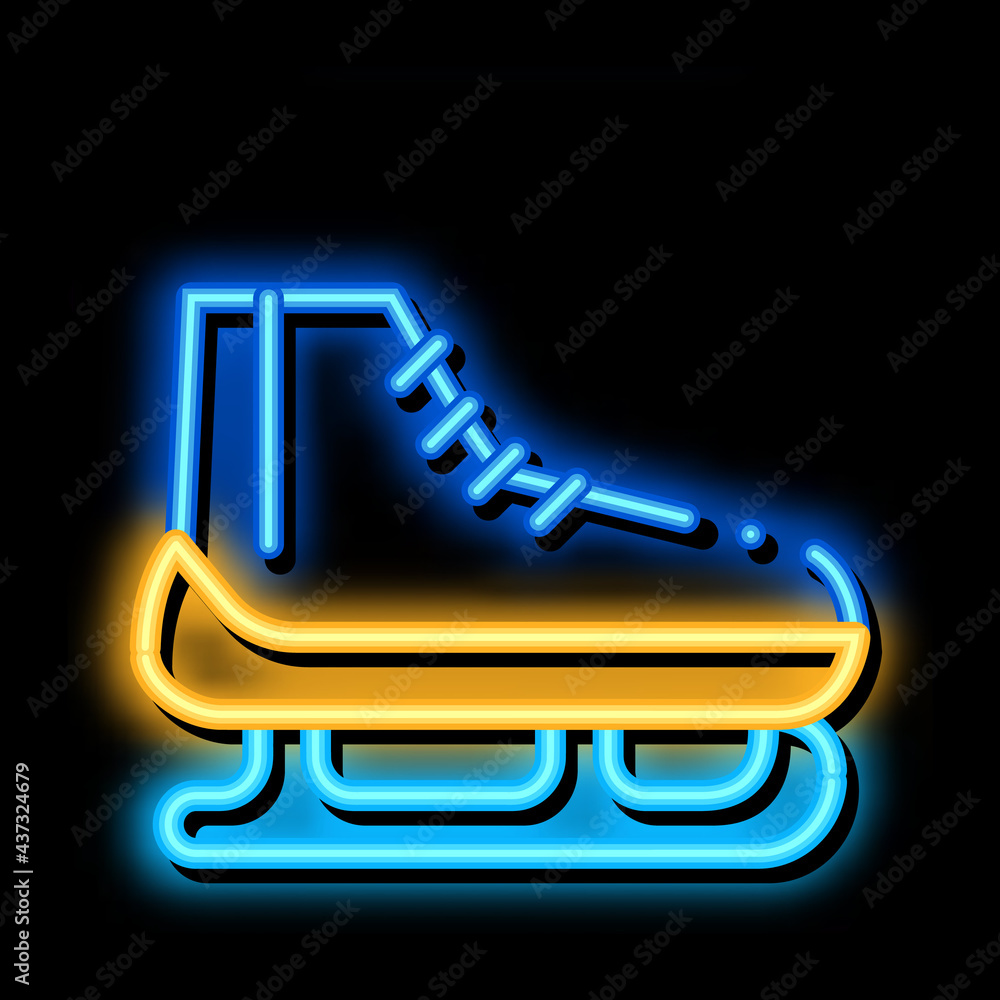 Skates neon light sign vector. Glowing bright icon Skates sign. transparent symbol illustration Skates neon light sign vector. Glowing bright icon Skates sign. transparent symbol illustration