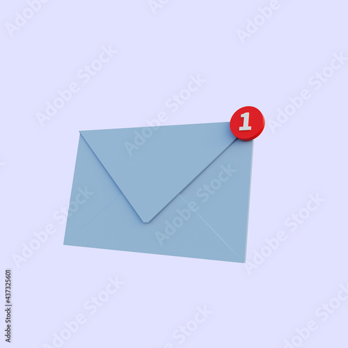 3d illustration simple icon letter notification