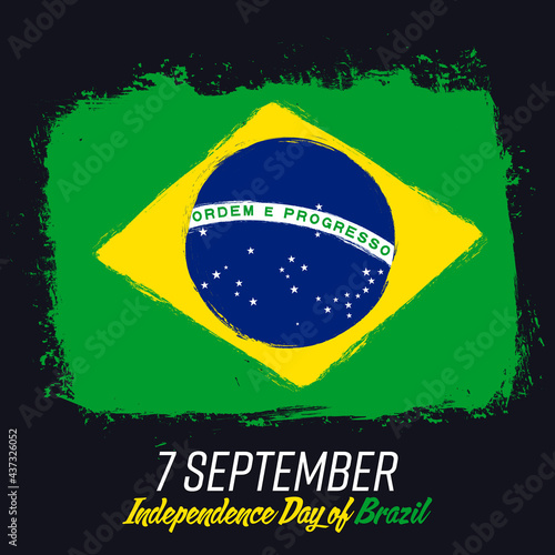 "7 de Setembro Dia da Independência do Brasil" - 7 September Independence Day of Brazil, banner with grunge brush. Background with national country symbol.