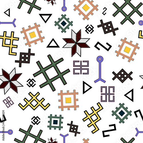 Latvian ancient symbols for good luck seamless pattern