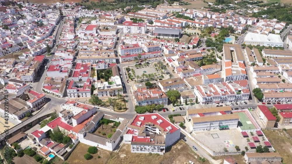 AERIAL - Arcos de la Frontera in Cadiz, Andalusia, Spain, wide spinning shot AERIAL - Arcos de la Frontera in Cadiz, Andalusia, Spain, wide spinning shot