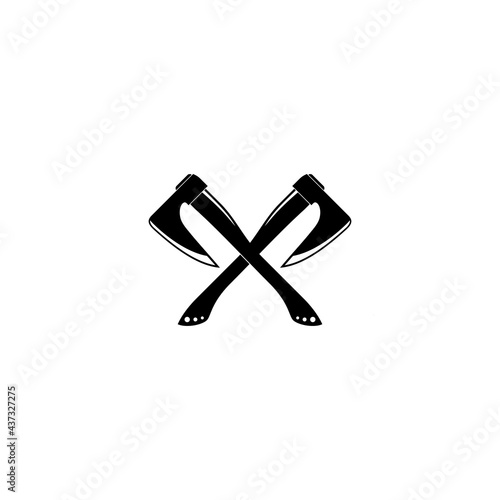 Vintage Crossed Viking Axes Vector Illustration