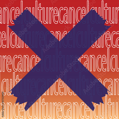 Illustration of a cross with text CANCEL CULTURE in the background