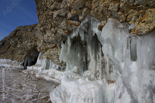 Baikal lake ice russia hoboy olhon island photo