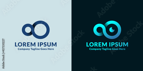 infinity shape logo with iris eye, usable logo for business, technology, health, medical.