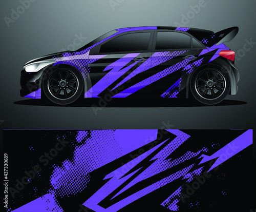 Rally car decal graphic wrap vector, abstract background