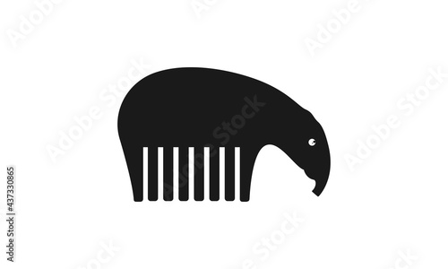 tapir with comb logo symbol vector icon illustration graphic design