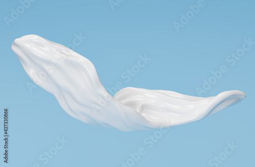 Milk or yogurt splash, white splash, 3d rendering.