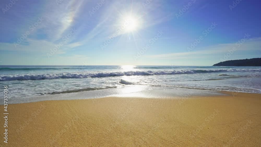 Amazing sunlight over sea beach in sunny Summer day time Beautiful sea sand Beach with wave crashing on sandy shore Nature and travel concept Amazing sunlight over sea beach in sunny Summer day time Beautiful sea sand Beach with wave crashing on sandy shore Nature and travel concept