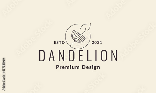 lines flower fly dandelion logo symbol vector icon illustration graphic design