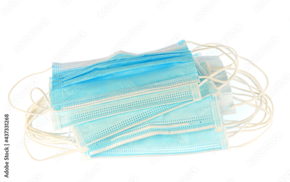 close up on surgical mask in package isolated on white background close up on surgical mask in package isolated on white background