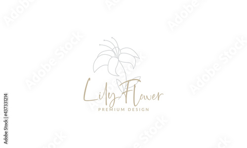 beautiful lily lines flower  logo symbol vector icon illustration graphic design