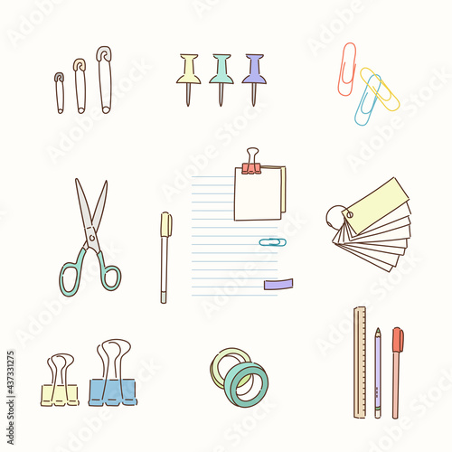 Stationery collection. hand drawn style vector design illustrations. 