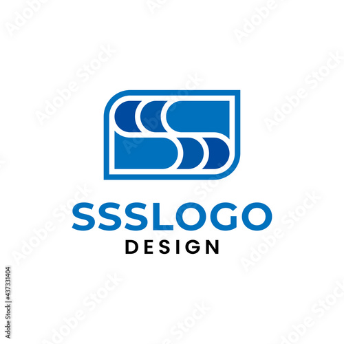 Monogram Letter Initial SSS in Blue Color Logo Design Template. Suitable for General Business Company Corporate Brand Simple Unique Modern Logo Design