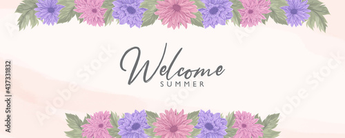 Summer banner design with beautiful chrysanthemum flower