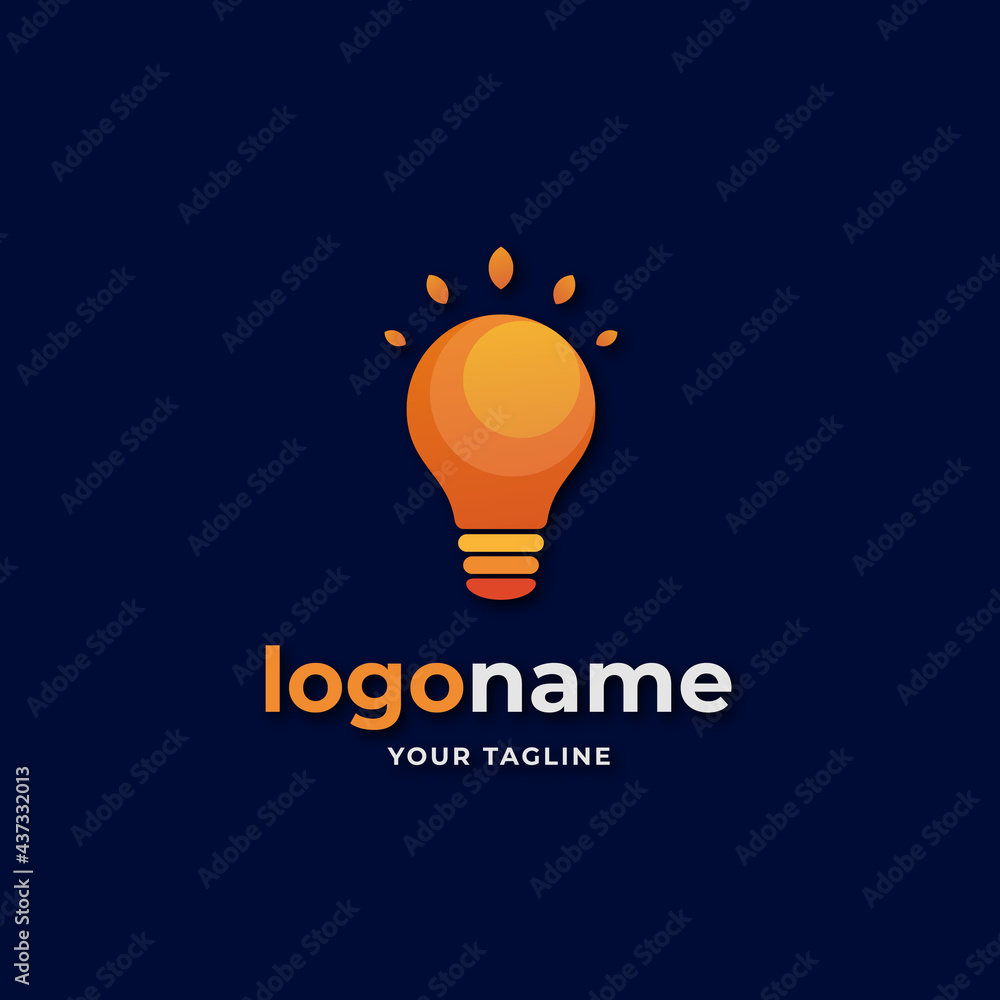 bright sun lamp smart idea logo. with gradient yellow and orange color, abstract light bulb logo illustration bright sun lamp smart idea logo. with gradient yellow and orange color, abstract light bulb logo illustration