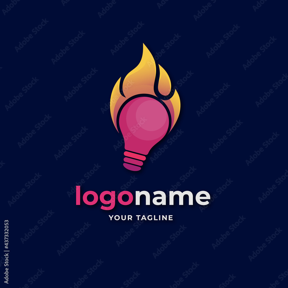 fire flame hot lamp smart idea logo. with gradient red and orange color, abstract light bulb logo illustration fire flame hot lamp smart idea logo. with gradient red and orange color, abstract light bulb logo illustration